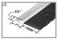 1 Inch (in) Trim Length, 0.008 Inch (in) Filament Diameter, and 36 Inch (in) Overall Length H-Profile Rigid Polyvinyl Chloride (PVC) Strip Brush (RPVC211036)