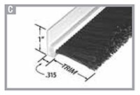 1 Inch (in) Trim Length and 36 Inch (in) Overall Length 90 Degree Profile Rigid Polyvinyl Chloride (PVC) Strip Brush (RPVC311036)