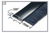 1 Inch (in) Trim Length and 36 Inch (in) Overall Length Crimped Black Nylon H-Profile Flexible Polyvinyl Chloride (PVC) Strip Brush (FPVC151036)