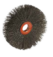 3 Inch (in) Diameter, 0.008 Inch (in) Filament Diameter, and 1 Inch (in) Trim Length Stainless Steel Copper Center Crimped Wire Wheel Brush (10460)