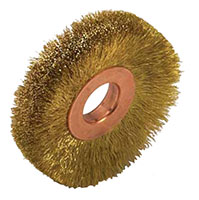 2 Inch (in) Diameter, 0.005 Inch (in) Filament Diameter, and 17/32 Inch (in) Trim Length Brass Copper Center Crimped Wire Wheel Brush