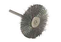 3/4 Inch (in) Diameter, 1/8 Inch (in) Shank Diameter, and 3/16 Inch (in) Trim Length Stainless Steel Miniature Wheel Power Brush (11505)