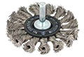 3 Inch (in) Diameter and 0.014 Inch (in) Wire Size Stainless Steel Twisted Knot Stem Mount Wheel Brush (70410)