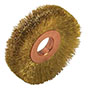 2 Inch (in) Diameter, 0.005 Inch (in) Filament Diameter, and 17/32 Inch (in) Trim Length Brass Copper Center Crimped Wire Wheel Brush